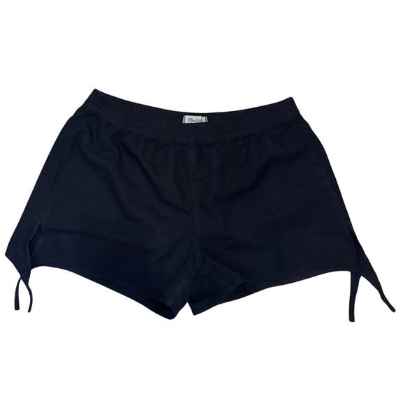 Madewell Elastic Waist Side Tie Shorts Pull On High Waisted In Black Size Large - Picture 3 of 11